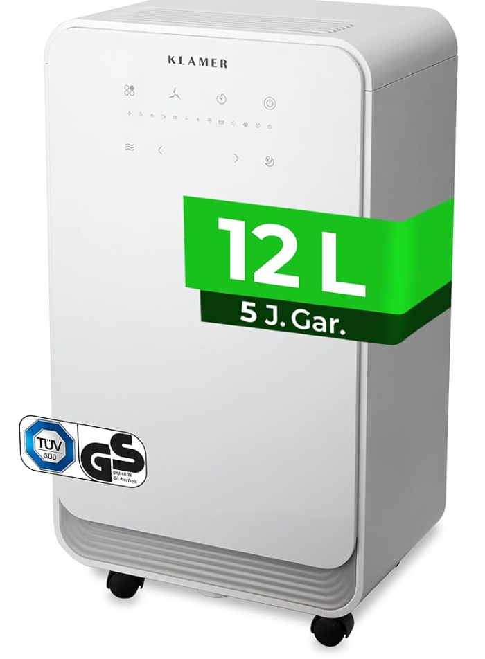 KLAMER Luftentfeuchter elektrisch 12L (30 m²) – Vergleich auf KlimaCheck24