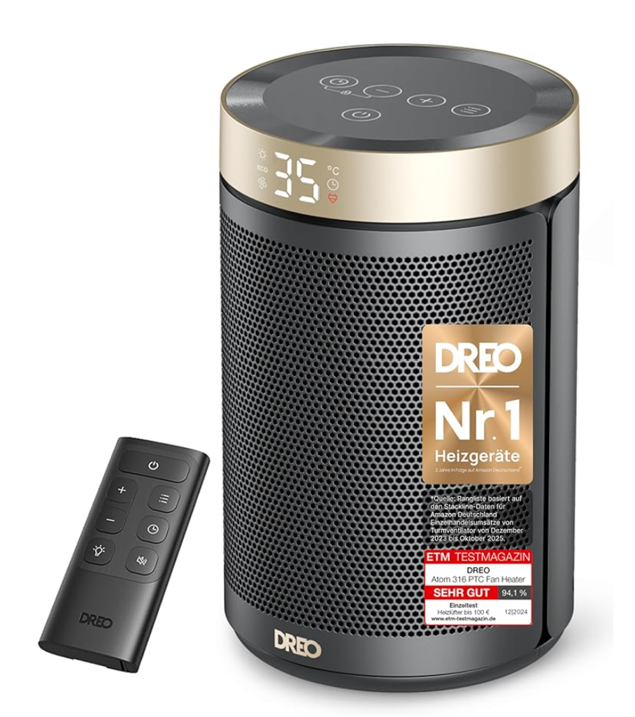 Dreo Atom 316 PTC Keramik-Heizlüfter (Gold) – Vergleich auf KlimaCheck24